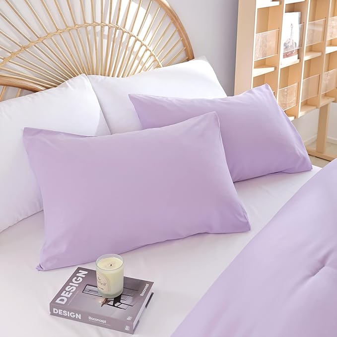 Lavender King Size Comforter Set 3 Piece Soft Microfiber Purple Comforters Set for Women and Girls Purple Lightweight Alternative Comforter for All Season (1 Comforter, 2 Pillowcases)