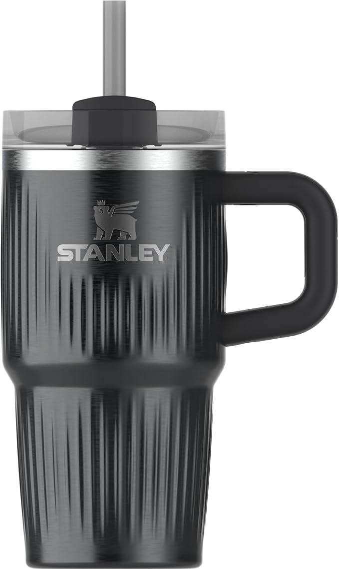STANLEY Quencher H2.0 Tumbler with Handle and Straw 20 oz | Flowstate 3-Position Lid | Cup Holder Compatible for Travel | Insulated Stainless Steel Cup | BPA-Free | Fluted Black