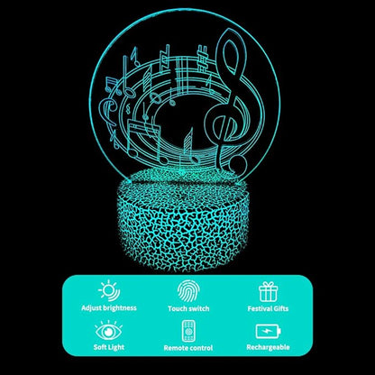 3D Music Note Night Light,16 Color Change with Remote,3D Illusion LED Lamp for Family, Friends Bedroom Decor, Music Lovers Fans