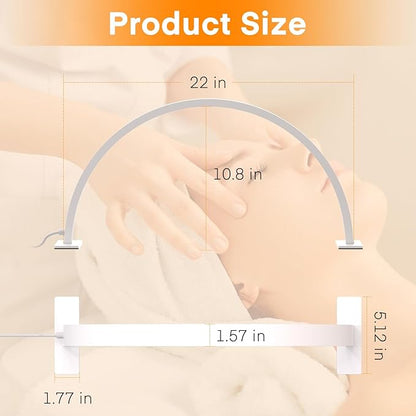 Half Moon Light for Nail Desk, Lash Light Led Nail Tech Lamp Half Moon Light Table Lamp Desk Lamp for Nail Lash Eyelash Extension Tattoo Eyebrows LED Table Lamp Desk Lamp（White）