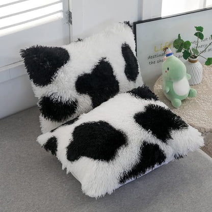 Faux Fur Kids Girls Cow Print Comforter Sets King - 3PC Bed Set Warm Comfortable Soft Plush Flannel Velvet Fluffy Fuzzy Bedding（Comforter x 1 Pillowcases x 2）