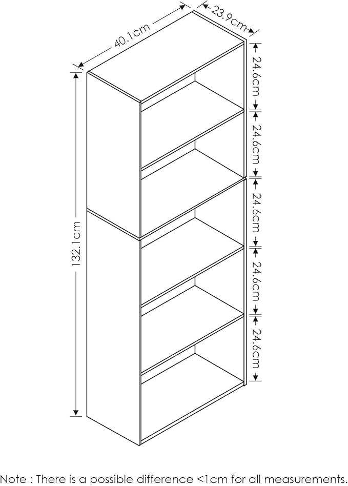 Furinno Luder Bookcase / Book / Storage , 5-Tier, White/Green