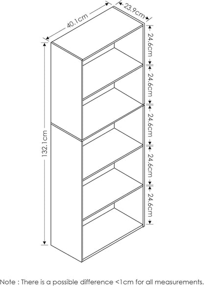 Furinno Luder Bookcase / Book / Storage , 5-Tier, White/Green