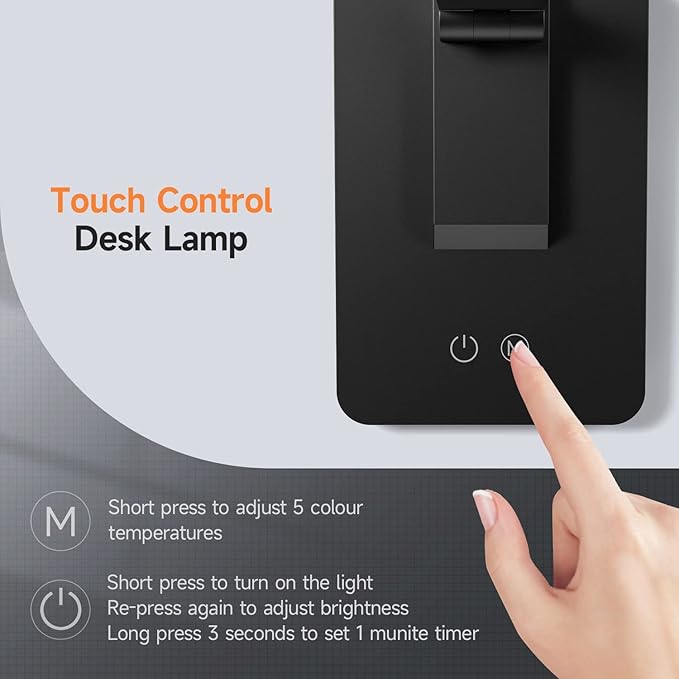 Mubarek Desk Lamp,15 Modes LED Desk Light,500 Lumen LED Lamp,Dimmable LED Table Lamp,Desk Lamps Office Accessories,Adjustable&Foldable Reading Lamp,Desk Light,LED Desk Lamp for Study Lamp,Bedside Lamp