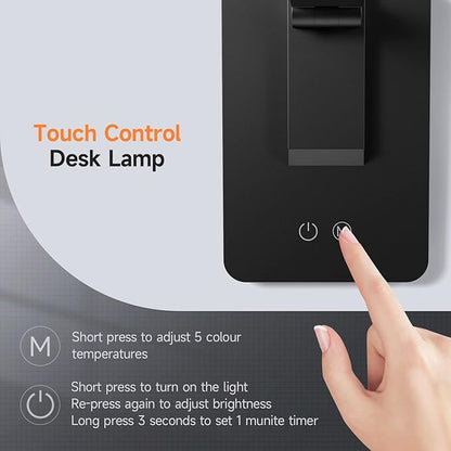 Mubarek Desk Lamp,15 Modes LED Desk Light,500 Lumen LED Lamp,Dimmable LED Table Lamp,Desk Lamps Office Accessories,Adjustable&Foldable Reading Lamp,Desk Light,LED Desk Lamp for Study Lamp,Bedside Lamp