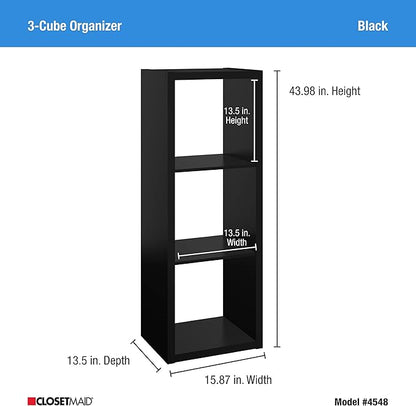 ClosetMaid 4548 Decorative Open Back 3-Cube Storage Organizer, Black