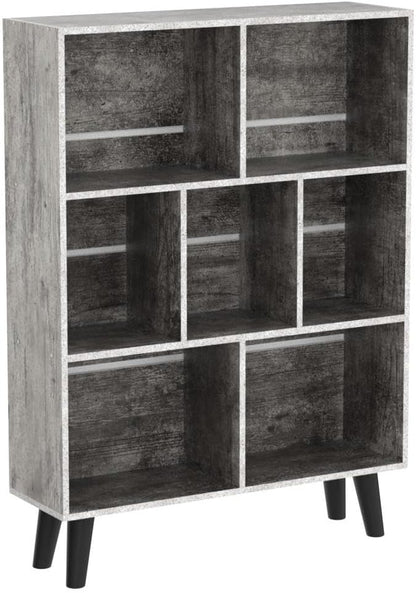 LEYAOYAO Bookshelf Cube Storage Organizer,3 Tier Bookcase with Legs,Modern Wood Open Shelf,Dirty Grey Bookshelves,Free Standing Display Short Book Shelves for Narrow Space,Bedroom,Living Room,Office
