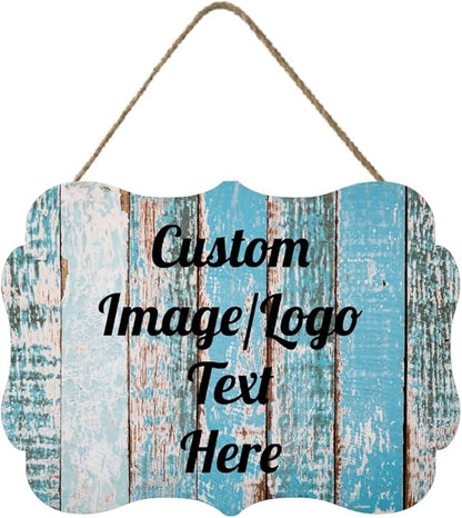 Personalized Wooden Welcome Sign - Front Door Decor, Home Sign, Customized Image/Text, Farmhouse Decorations, 11.2 * 8 Inch