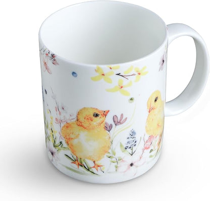 Maison d' Hermine Coffee Mug with Handles Tea Cups (15 Ounce, Pack of 1) | Fine Bone China Coffee Mugs for Hot Beverages Cappuccino Latte Home Restaurant Hotel Spring Summer -Easter Zest - Chicks