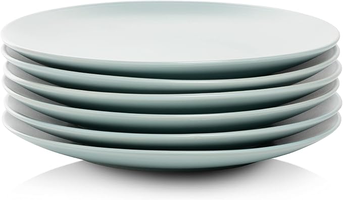 10 Strawberry Street Wazee Matte 8.25" Coupe Salad Plate, Set of 6, Mineral Blue
