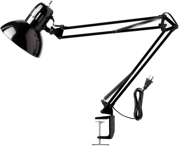 Globe Electric 12641 Architect 32" Swing-Arm Clamp-On Lamp, Black Architect, Finish, LED Bulb Included