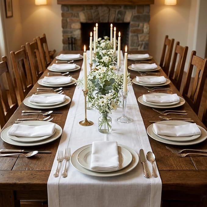 Urban Villa Table Runner Cotton Heavier Quality 14x72 White