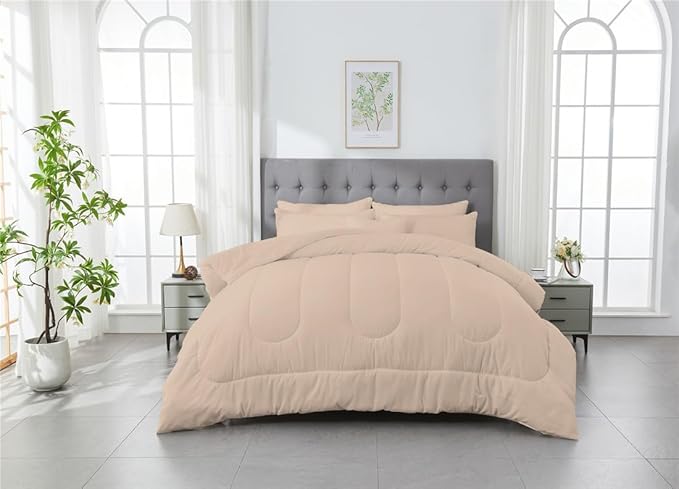 3 Piece Solid Color All Season Bedding Comforter Set Microfiber Soft Lightweight Bedding Set for Kids Teens Adults Room Decor with 1 Comforter and 2 Pillowcases Twin