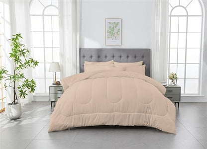 3 Piece Solid Color All Season Bedding Comforter Set Microfiber Soft Lightweight Bedding Set for Kids Teens Adults Room Decor with 1 Comforter and 2 Pillowcases Twin