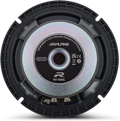 Alpine R2-S65C High-Resolution 2-Way Speaker Set / 6.5" with RKFR65 3-Piece Foam Fast Ring Speaker Enhancement