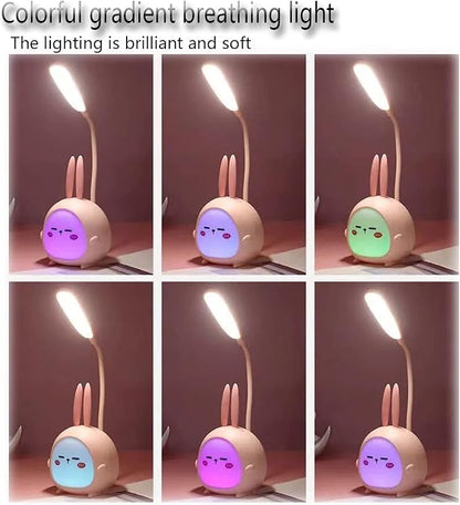Mini Bunny Night Light, Portable LED Table Light, Cute Rabbit Foldable USB Rechargeable Reading Light Bedroom Children's Bedside Study (Pink Rabbit)