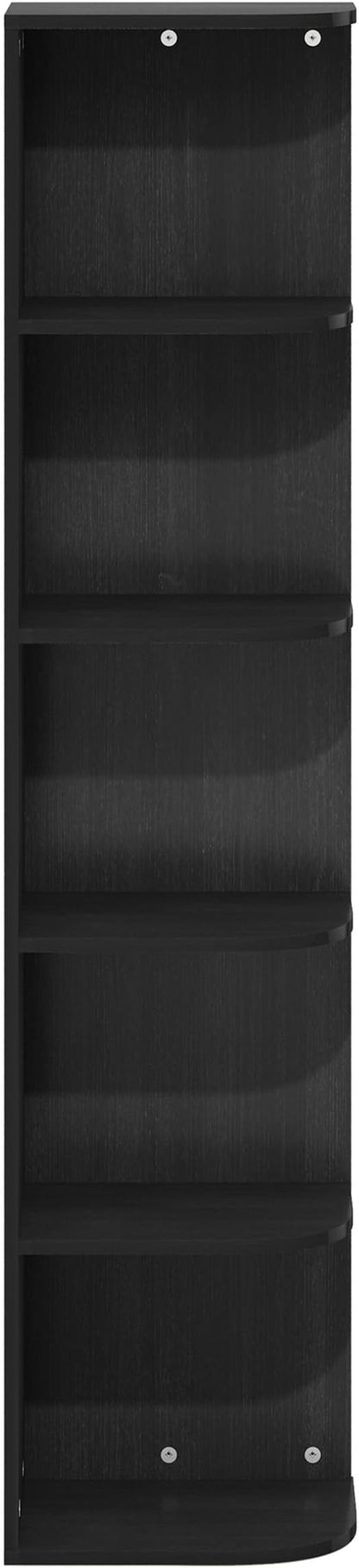 Furinno Pasir 5-Tier Corner Open Shelf Bookcase, Blackwood