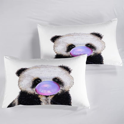 CVHOUSE Panda Bedding Set,Panda Comforter Twin,Cute Panda Comforter Set for Girls Kids Teens,Kawaii Panda Quilt Set with 1 Comforter and 2 Pillow Cases- 3 Piece