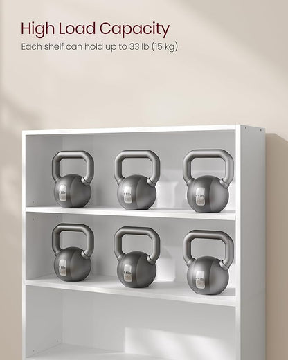 VASAGLE Bookshelf, 31.5 Inches Wide, 5-Tier Open Bookcase with Adjustable Storage Shelves, Floor Standing Unit, Cloud White ULBC175T14