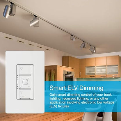 Lutron Caseta Original Smart Dimmer Switch ELV+ (Lutron Hub Required), 250W LED, Single-Pole/3-Way, Neutral Required, PD-5NE-BL, Black