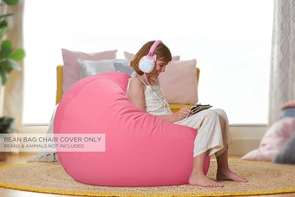 Aubliss Stuffed Animal Bean Bag Storage Chair (Solid Pink, Large (38''))