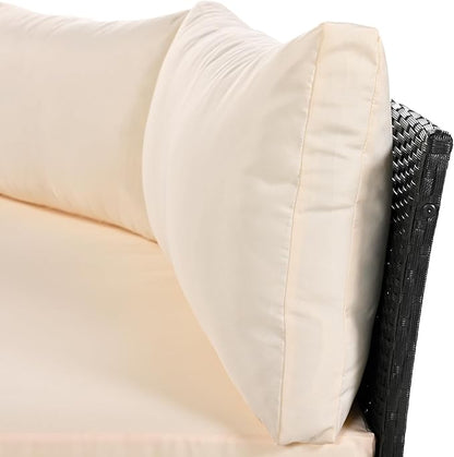Merax Patio Furniture Sets Outdoor, All Weather Half-Moon Sectional PE Rattan Sofa with Cushions, Beige