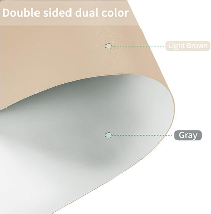 Leather Dresser Cover,1.8mm Thick,14x40 Inch,Dresser Protector Top,Dresser Top Protector,Dresser Cover Top,Dresser Top Cover,Dresser Cover Top for Bedroom.(Light Brown+Gray,14x40)