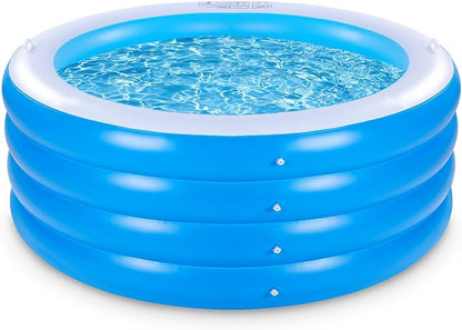 Inflatable Swimming Pool, 70"x30" Large Deep Round Inflatable Pool with Handles Family Pool, Summer Water Party, Kids, Outdoor, Garden Backyard, Suitable for Adults & 3+ Year Olds (Blue)