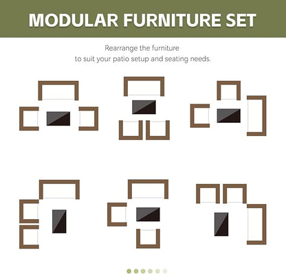 Patio Furniture Set,4 Piece Garden Conversation Set, Outdoor Wicker Rattan Table and Chairs, Black Patio Set, Sectional Sofa with Thick Cushion for Garden, Yard, or Porch (Brown/Beige)
