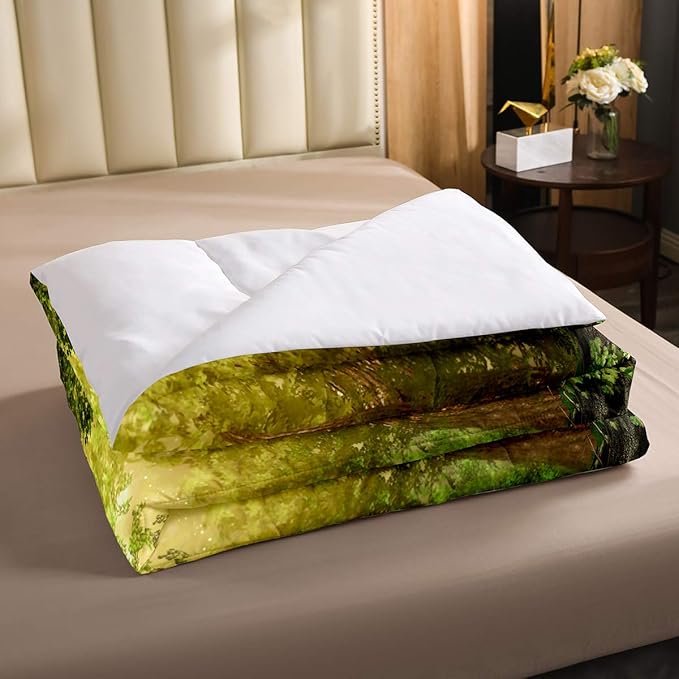 Erosebridal Magical Comforter Set Queen Size Mushroom Bedding Set Daisy Leaves Branches Sunset Nature Duvet Set Cute Style Quilted Duvet Home Room Decorative