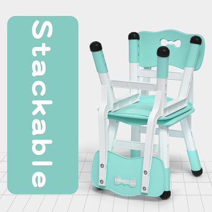 Adjustable Kid Chairs Indoor 3 Level Adjustable Suitable for Children Age 2-6. Maximum load-bearing 220LBS Suitable for Family Classroom and Nursery Child Seat Set (2-Pack-Mint Green)