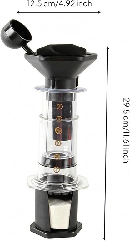 Maker Manual Coffee Brewer Design Transparent Chamber Flat Stand Visual Number Steps Suitable for Domestic Use Home Countertop, Transparent