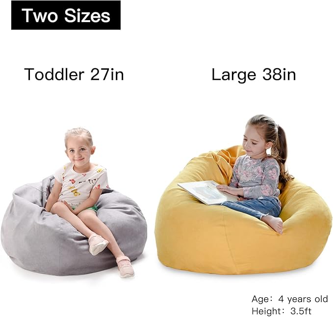 YuppieLife Stuffed Animal Storage Bean Bag Chairs Canvas Cover for Kids(No Filling)/Machine Washable and Durable Toddler Bean Bag Sofa Cover for Room Decor (kid painting, 38”)