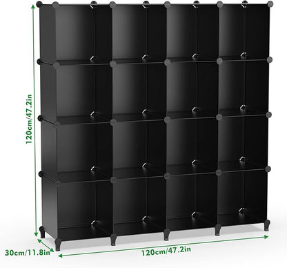 HOMIDEC Cube Storage Organizer 16-Cube Storage Shelf, Closet Organizer for Clothes, Closet Organizers and Storage,DIY Modular Bookshelf Storage Cubes for Bedroom, Living Room,Office