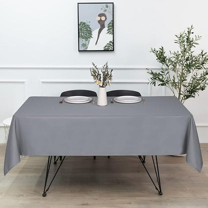 sancua Rectangle Tablecloth - 90 x 132 Inch - Water Resistant Spill Proof Washable Polyester Table Cloth, Decorative Fabric Table Cover for Dining Tables, Buffet Parties and Camping, Light Grey