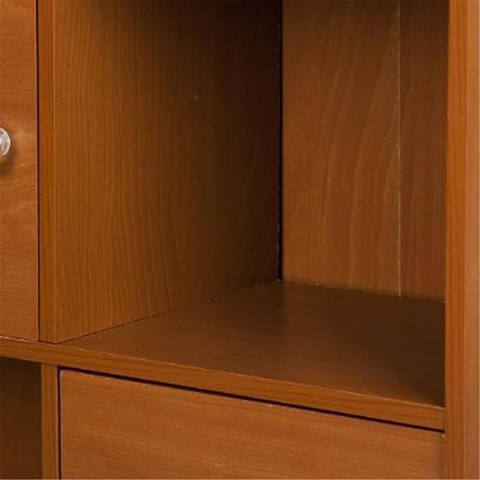 Furinno Pasir 3 Tier Shelf with 3 Door/Round Handle, Steam Beech