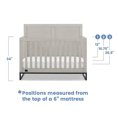 Simmons Kids Foundry 6-in-1 Convertible Baby Crib, Rustic Mist with Matte Black