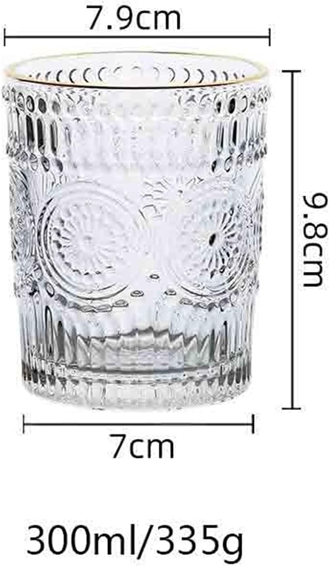 drinking glassware Drinking Glasses Sunflower Embossed Glass Cup(Small)