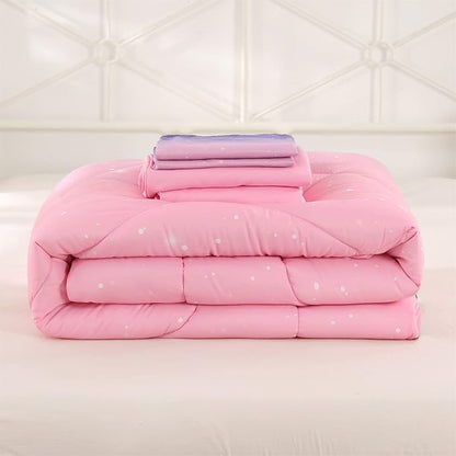 Wowelife Glitter Teen Bedding Sets for Girls Gradient Full Size 5 Pieces Comforter Set Pink Purple Kids Comforter Sets Lightweight with Comforter, Flat Sheet, Fitted Sheet and 2 Pillowcases