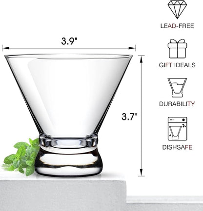 Martini Glasses Set of 6, 8oz Coupe Cocktail Glasses for Margarita | Manhattan, Cosmopolitan, Espresso, Home Bar, Evening Parties, Birthdays, Housewarming Gift