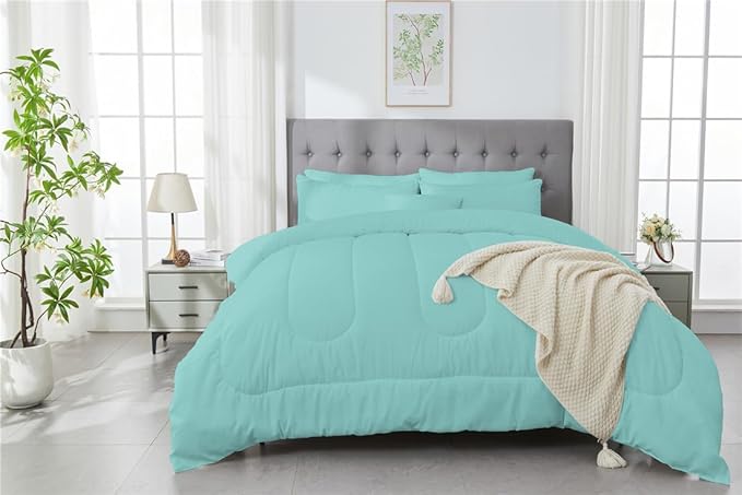 3 Piece Solid Color All Season Bedding Comforter Set Microfiber Soft Lightweight Bedding Set for Kids Teens Adults Room Decor with 1 Comforter and 2 Pillowcases King