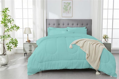 3 Piece Solid Color All Season Bedding Comforter Set Microfiber Soft Lightweight Bedding Set for Kids Teens Adults Room Decor with 1 Comforter and 2 Pillowcases King