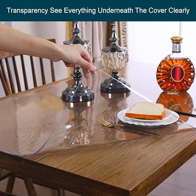 24x70 Inches Clear Plastic Dining Room Table Protector Desk Cover Wooden Furniture Topper Transparent Tablecloth Wipeable Vinyl PVC Waterproof for Rectangle Coffee End Table Chair Floors Mats Pad
