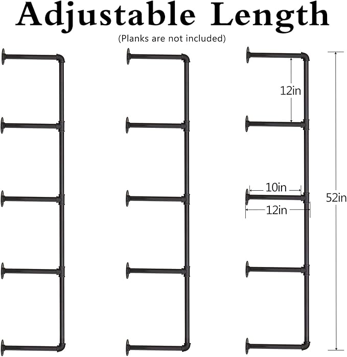 Pynsseu Industrial Wall Mounted Iron Pipe Shelf, Rustic DIY Open Bookshelf, Farmshouse Pipe Shelves for Kitchen Bathroom, 3 Pack