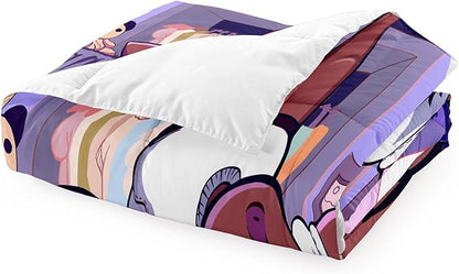 Black Girl Comforter Sets for Girls Full Size Bed, Pretty African American Girl Full Bed Sets Purple Full Bedding Comforter Set Microfiber Soft 3 Piece Quilt Set, 1 Comforter + 2 Pillowcases