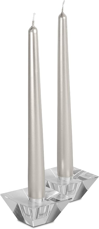 Hyoola Tall Taper Candles - 10 Inch - Metallic Titan - Dripless - 12 Pack - 8 Hour Burn Time