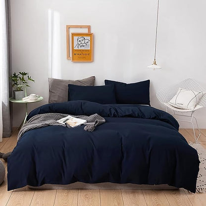 Solid Navy Comforter Set Cal King Navy Blue Bedding Set Soft Pure Navy Blue Bedding Quilt Men Navy Blue Blanket Women Breathable Durable Bed Comforter Set Dark Navy Blue Bedding Set Cal King