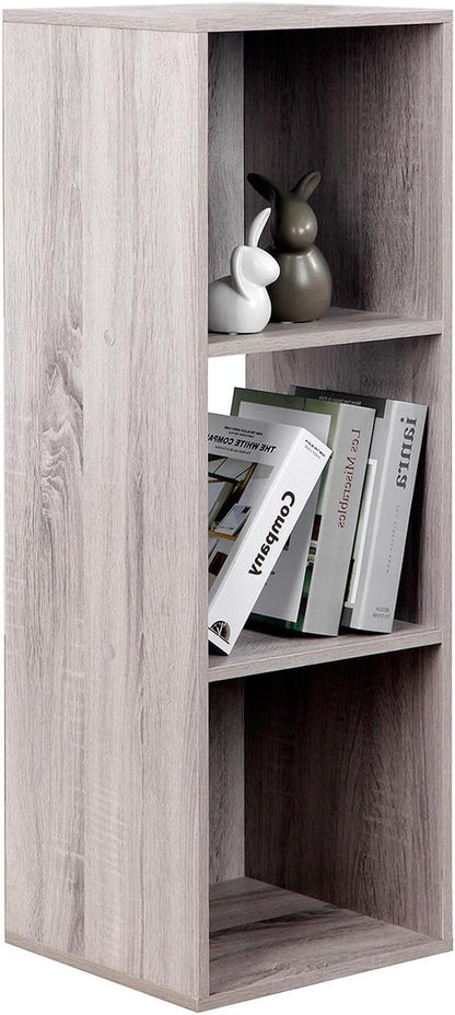 PACHIRA E-Commerce Storage Bookcase Wooden, Unit Shelf, Closet Cabinet, DVD Rack Bookshelf File Organizer Rack in Living Room, Bedroom, Study, each cube 11.22“, 3 Cube, OAK GREY