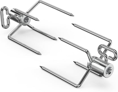 onlyfire 6008 Stainless Steel Rotisserie Meat Forks for Grills, 1 Pair | Only Fits 5/16" Square Spit Rods