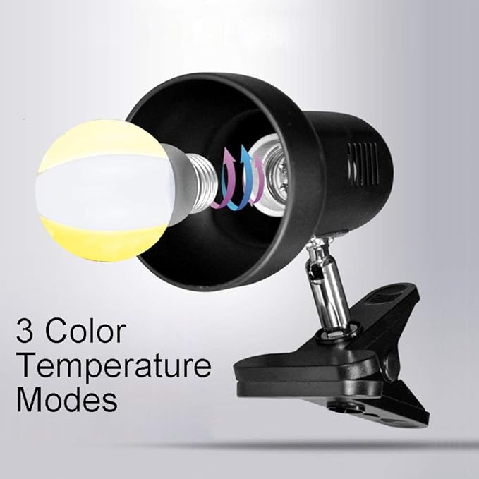 LED Clamp Work Lamp, 5W 360° Rotatable Head, Ultra Bright Work Bench Light, Desk Lamp with Clip,3 Color Temperature Modes, 4.9ft Plug & Play Cord (White)…